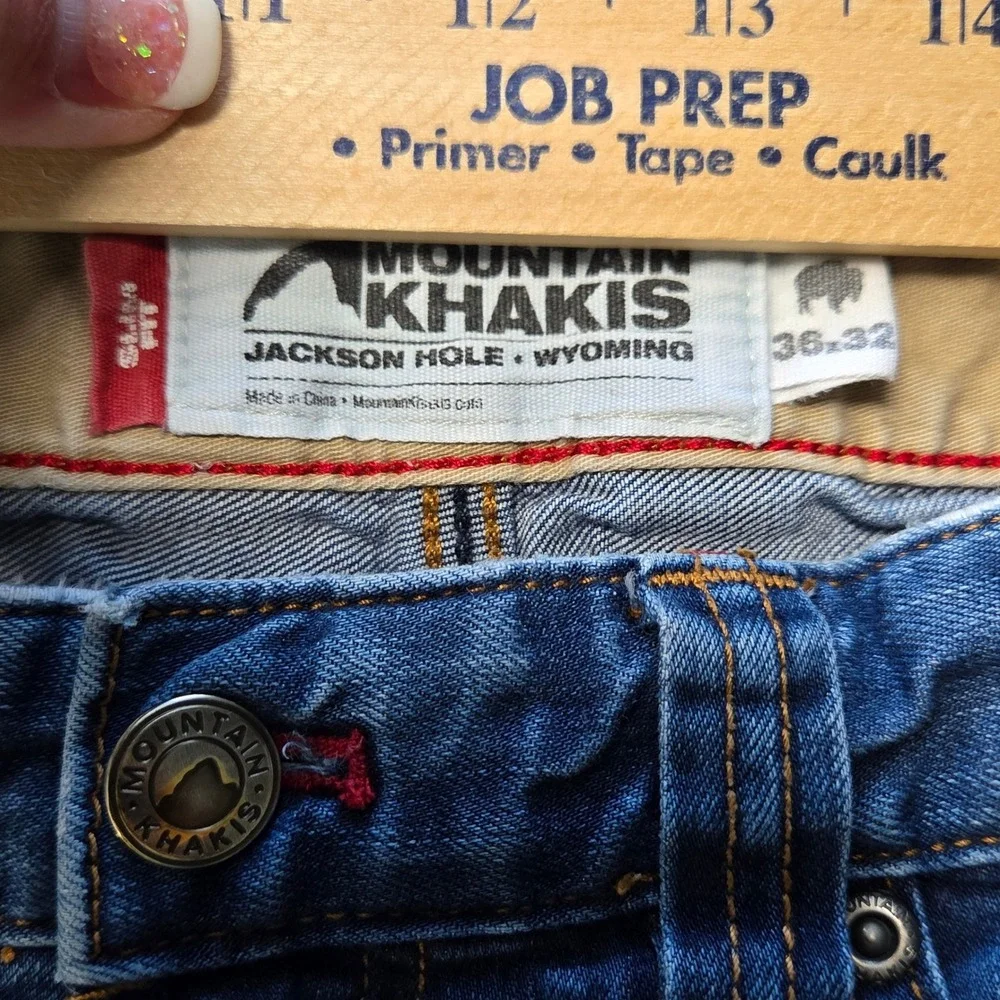 Mountain Khakis Jeans Mens 33x30 Blue Excellent Slim Fit Organic Cotton Rugged